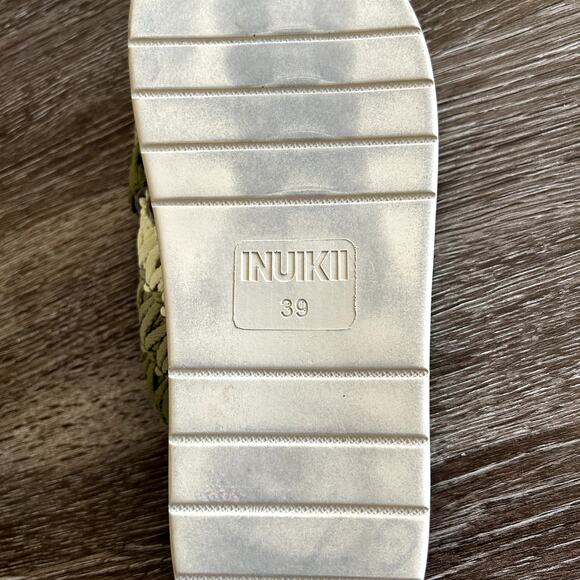INUIKII Woven Slide Sandals Green Leather Textile Sz 39 US 8.5 Ombre Slides EUC - Picture 10 of 15